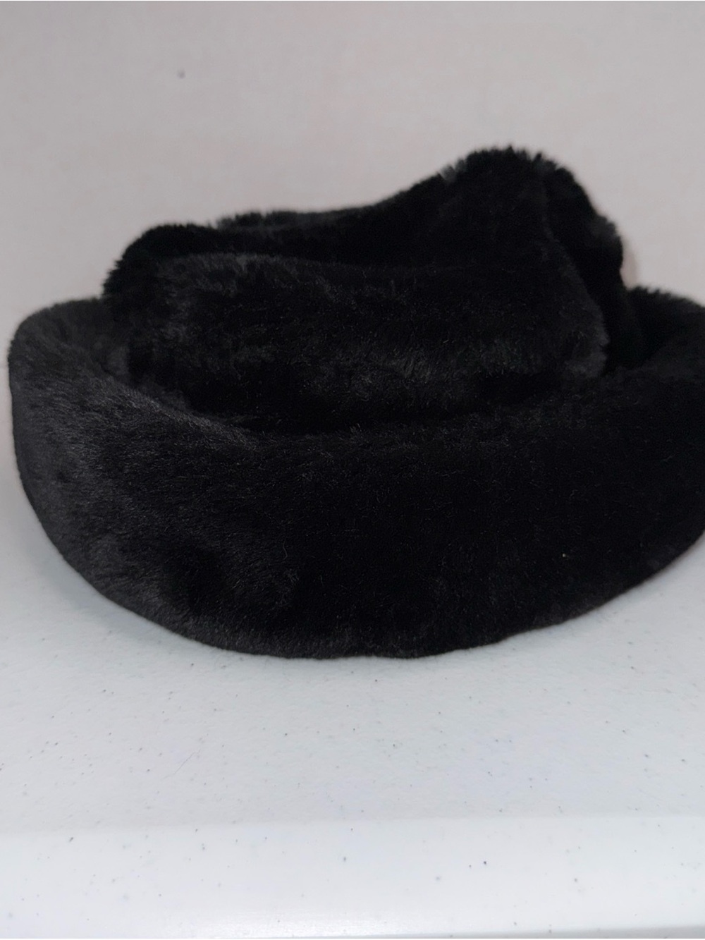 Vintage Preston & York Plush Black Faux Fur Headband OSFM